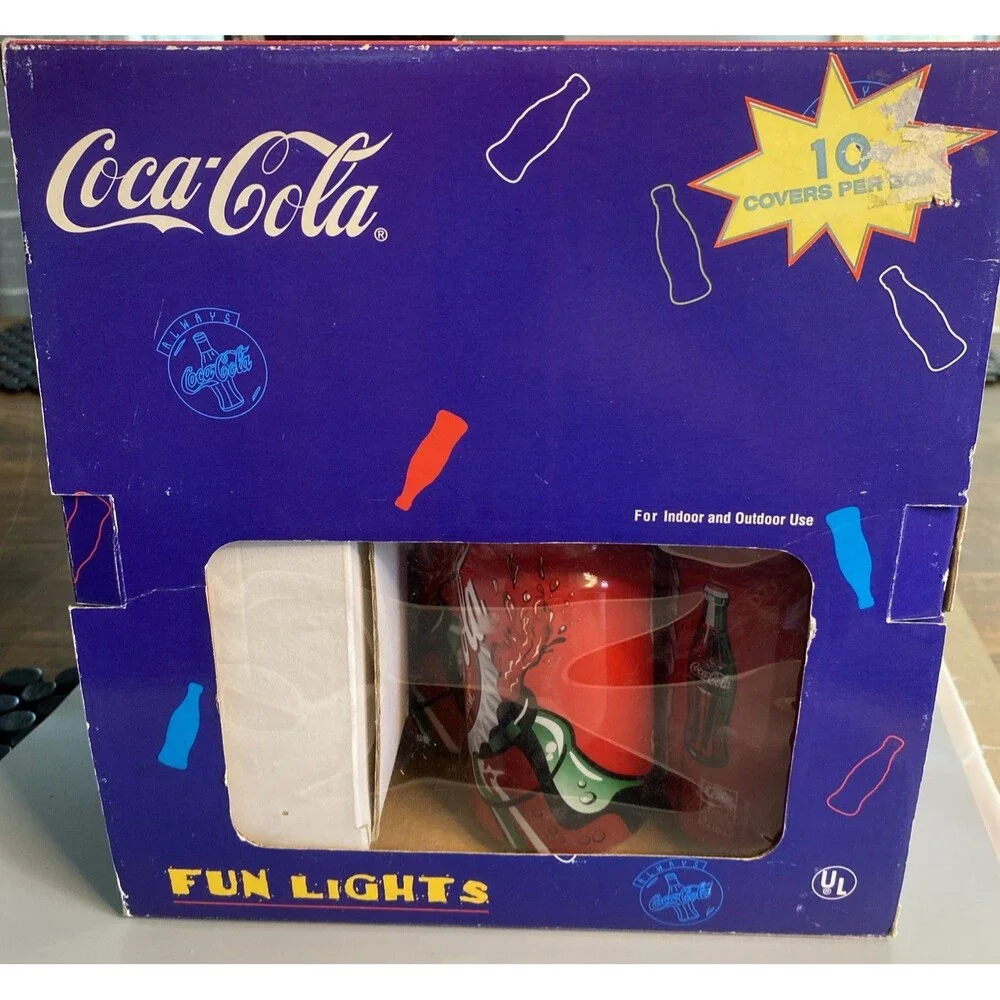 10 Vintage Coca-Cola Blow Mold String Lights Camper Outdoor Advertising w Box